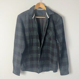 2/$30 Nomad Men's Flannel Button Down Shirt Gray Black Plaid Small